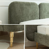 Luxury solid wood bed frame with fabric headboard