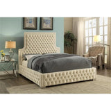 luxury velvet platform bed beige tufted frame