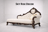 Royal hand carved Victorian chaise lounge sofa with premium upholstery and classic luxury design