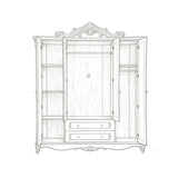 Elegant bedroom wardrobe in ivory white finish teak wood