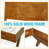 Contemporary bedroom bed with natural wood finish