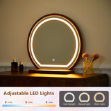 Modern bedroom vanity table with round mirror