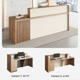 Contemporary teak wood front desk for commercial space