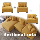 Comfortable L-shaped sofa with chaise lounge and cushions