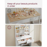 makeup dressing table with organizer cabinet