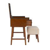 Minimalist solid teak desk with storage compartments