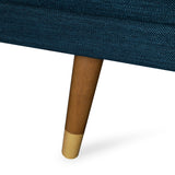 Premium blue fabric teak wood sofa by Sky Rise Decor Furniture