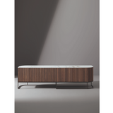 luxury wooden storage console with fluted design