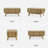 Mid century modern rectangular coffee table with fluted panel design