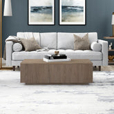 Modern wooden coffee table with ribbed design