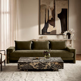 Luxury olive green teak wood sofa