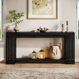 Contemporary wooden console table with slatted legs