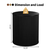 Luxury cylindrical teak wood accent tables with fluted design