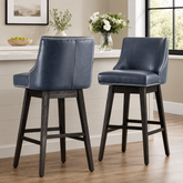 Luxury teak wood upholstered bar chair with nailhead trim