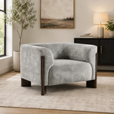 Modern grey teak wood accent lounge chair