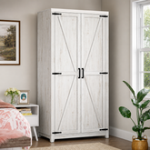Teak wood wardrobe with rustic white finish
