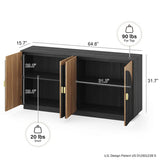 Contemporary black sideboard cabinet with arched panel doors