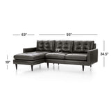 Comfortable L-shaped sofa with chaise lounge and modern tufted design.
