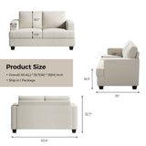 Cream fabric teak wood living room sofa