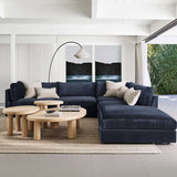Modern fabric sofa with solid teak wood frame
