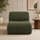 Contemporary upholstered accent chair in olive green fabric