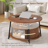 Modern round coffee table with storage for living room