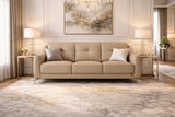 Premium 3 Seater Leatherette Sofa – Modern Luxury Beige Couch for Living Room | Comfortable & Durable Designer Sofa Set