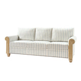 Modern striped fabric teak wood sofa set