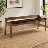 teak wood bench with cushion seat