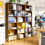 Large solid wood bookshelf with decorative open shelving