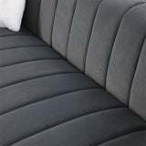 Contemporary charcoal grey teak wood sofa set