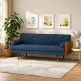 Modern teak wood blue sofa for living room interior