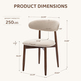 Cream fabric dining chair with teak legs