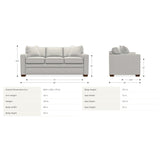 Premium teak wood 3-seater sofa in grey fabric upholstery for living room furniture by Sky Rise Decor