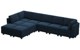 Contemporary teak wood living room sectional sofa