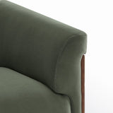 Minimalist teak wood fabric lounge chair