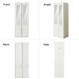 Modern teak wood storage wardrobe with drawers and mirror