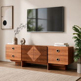 Modern teak wood TV unit cabinet for luxury living room