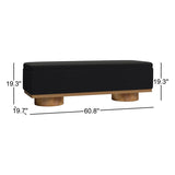 black cushioned bench solid wood frame