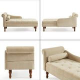 Teak wood lounge chair with tufted seat