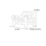 Modern upholstered accent chair crafted from solid teak wood frame.