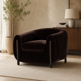 Luxury teak wood velvet accent chair for modern living room