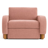 Modern velvet lounge chair with solid teak wood frame