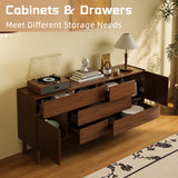 Stylish walnut console with decor setup