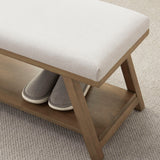 bedroom bench beige upholstery