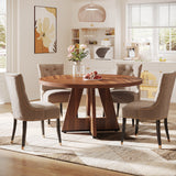 Modern wooden dining table set pedestal base