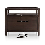Wooden bedside cabinet in dark walnut finish
