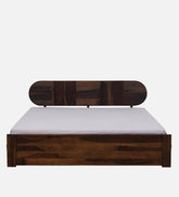 Modern wooden platform bed with designer headboard