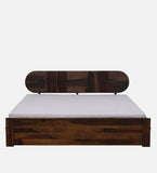 Modern wooden platform bed with designer headboard