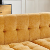 Contemporary mustard yellow living room couch in teak wood